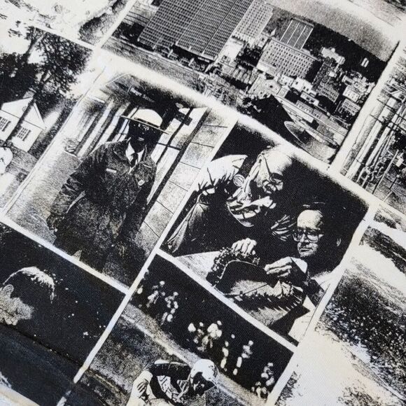 Vintage 90s Single Stitch All Over Print Newspaper AOP West Virginia Shirt Sz L - Picture 11 of 12